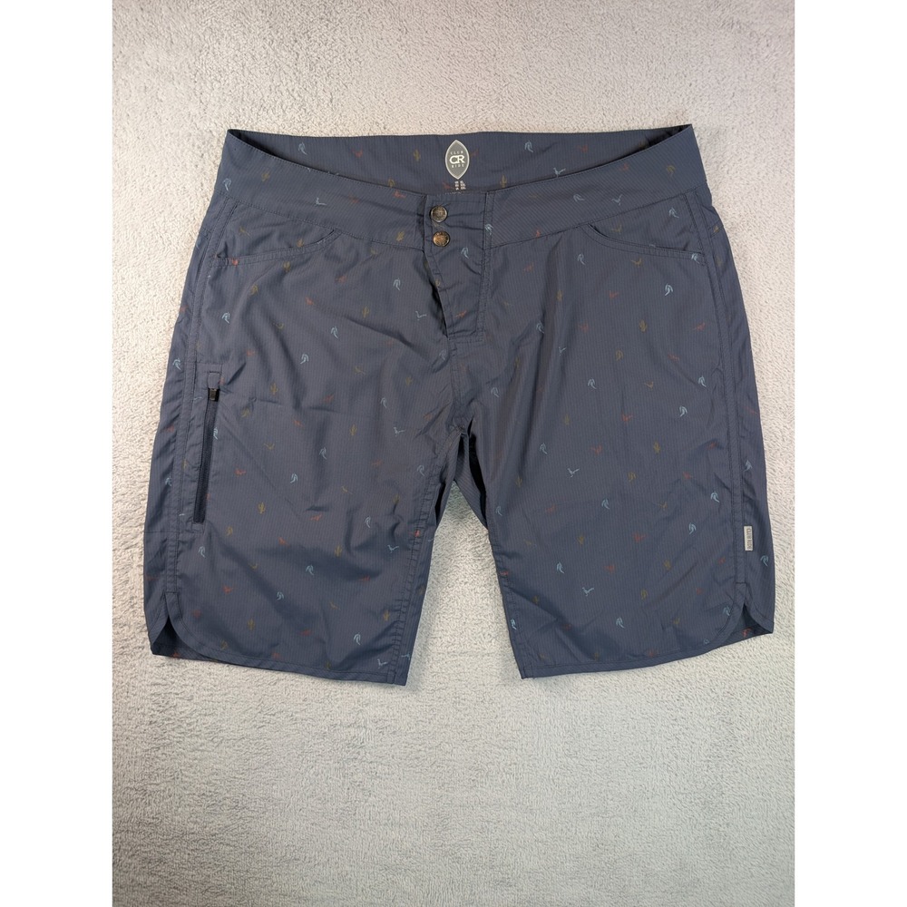 Club Ride Women XL Mountain Bike Shorts Blue Cactus Roadrunner Print MTB Cycling
